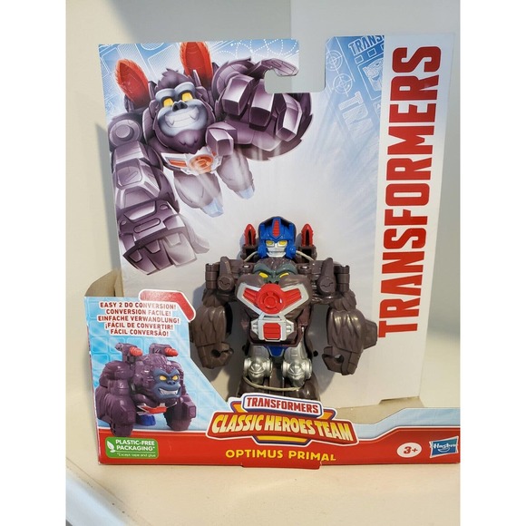 Transformers Classic Heroes Optimus Primal | Statuetta Convertibile 11 Cm | Da Gorilla A Robot | Giocattolo 2-in-1 - 2